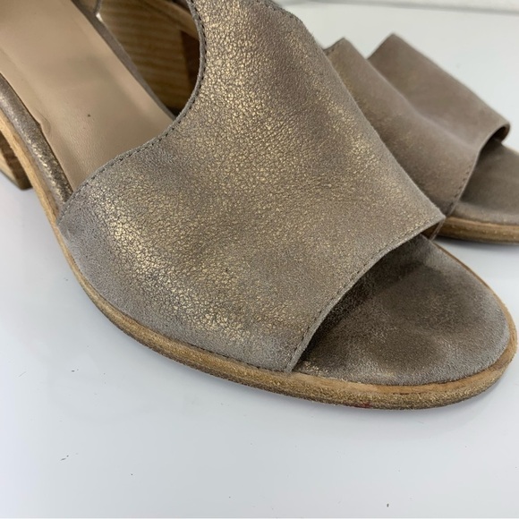 EILEEN FISHER LOU SANDAL beige gold metallic size 8.5 open toe T strap coastal - Picture 5 of 12